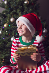 Wall Mural - boy at christmas time