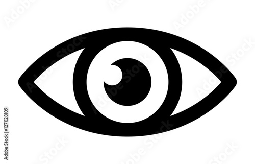 Fotografía Eye retina scan or optometry eye exam line art icon for medical apps and website