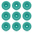 © Designec - Player buttons set on a white background. Round buttons.