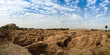 Panorama of partially restored Babylon ruins and Former Saddam Hussein Palace, Babylon, Hillah, Iraq