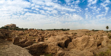 Panorama Of Partially Restored Babylon Ruins And Former Saddam Hussein Palace, Babylon, Hillah, Iraq