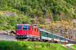 Passenger train is climbing up the Gotthard pass - Switzerland