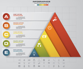 Abstract pyramid shape layout with 5 steps order template/graphic or website layout. EPS10.