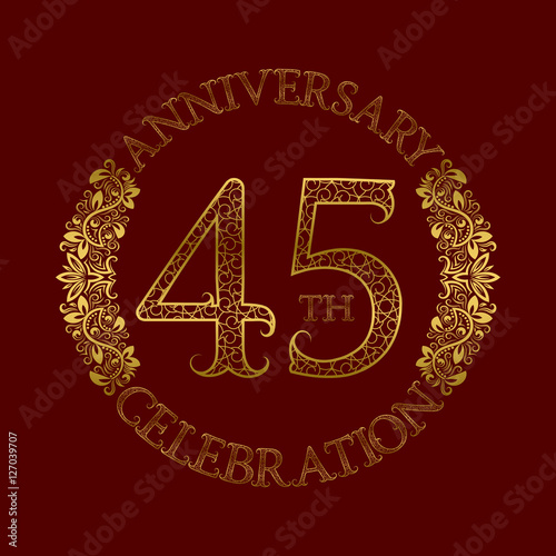 45th anniversary celebration vintage patterned logo symbol Poster