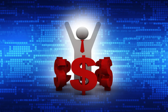 3d rendering business leadership with dollar 