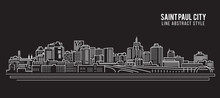 Cityscape Building Line Art Vector Illustration Design - Saint Paul City