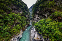 View Of Taroko Gorge And Hiking Trail Of Jhuilu Old Trail In Taroko National Park , Hualien, Taiwan