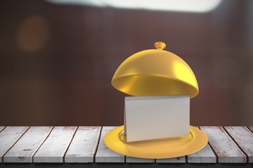Poster - Composite image of golden serving platter with card