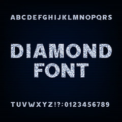 Poster - diamond alphabet font. brilliant letters symbols and numbers. stock vector typeface for your design.