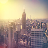 Fototapeta  - Aerial view of Manhattan skyline at sunrise, New York City, USA