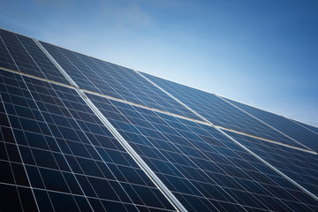 Solar panels with blue sky