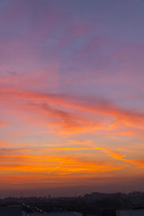 Wall Mural - sunset sky with rays of light shining clouds and sky
