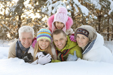 Canvas Print - Family in winter park