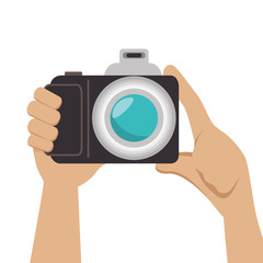 Sticker - camera photographic isolated icon vector illustration design