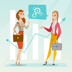 Poster - business women analyzing financial data.