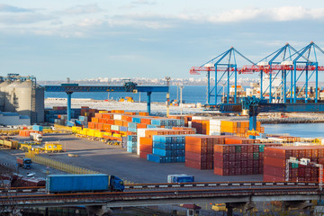 Big cargo terminal in sea port