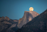 Supermoon rise over the Half Dome in Yosemite