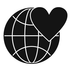 Poster - Earth world globe with heart icon. Simple illustration of globe with heart vector icon for web design