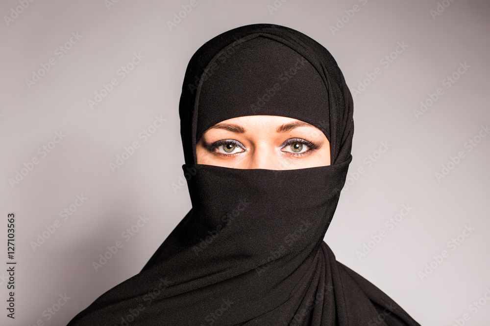 Beautiful Muslim girl wearing burqa closeup Stock Photo | Adobe Stock