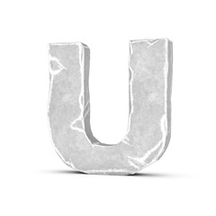 Wall Mural - Rendering of stone letter U isolated on white background.