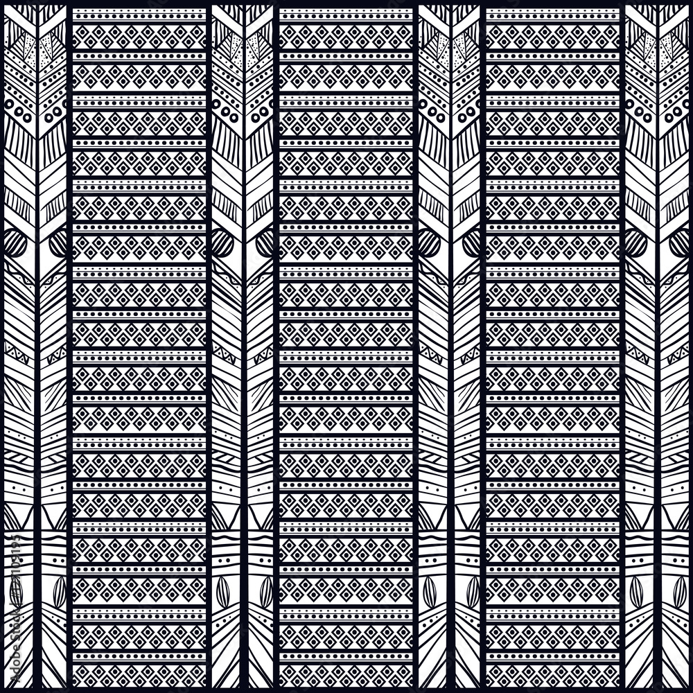Boho style black and white background design. Bohemic decoration ...