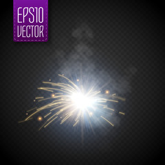Poster - Metal Welding with sparks isolated on transparent background. Vector