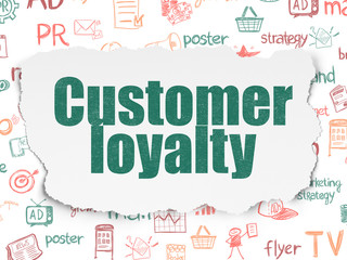 Advertising concept: Customer Loyalty on Torn Paper background