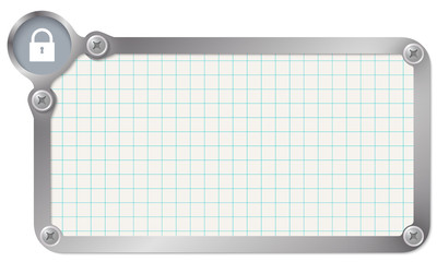 Poster - Metal frame for your text with graph paper and padlock
