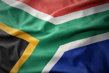 Waving Colorful Flag Of South Africa.