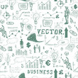 Vector business doodles - seamless pattern with blue element