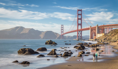 Wall Mural - Golden Gate Bridge at sunset, San Francisco, California, USA