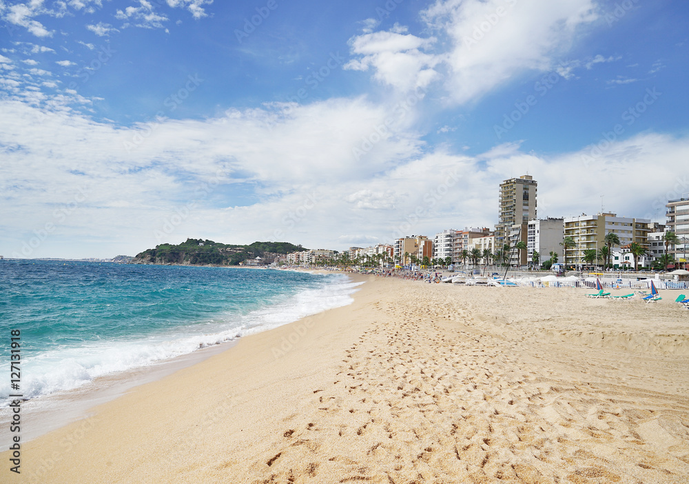 Beach, sea and beautiful blue sky with clouds