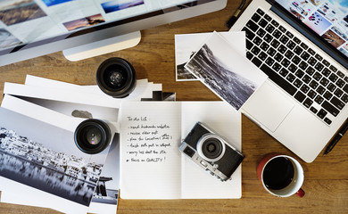 Fototapete - Digital Tablet Photography Design Studio Editing Concept