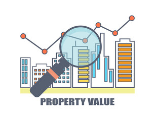 Wall Mural - Flat line illustration design for commercial property value analysis, property investment, real estate management