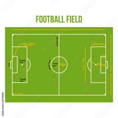 Football Soccer Field Court Color Illustration Size And