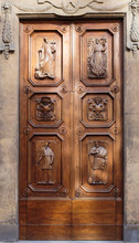 Old Wooden Door In A Stone House Italian