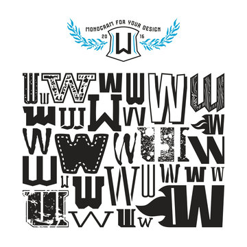 Stock vector set of monograms and initial letter W