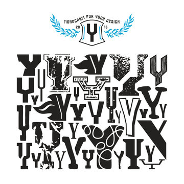 Stock vector set of monograms and initial letter Y