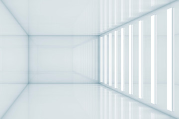 Canvas Print - Abstract empty white room with lights stripes