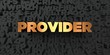 Provider - Gold text on black background - 3D rendered royalty free stock picture. This image can be used for an online website banner ad or a print postcard.