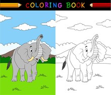 Cartoon Elephant Coloring Book