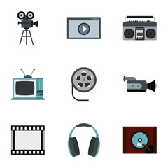 Poster - Communication device icons set. Flat illustration of 9 communication device vector icons for web
