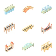 Poster - Bridge icons set. Cartoon illustration of 9 bridge vector icons for web