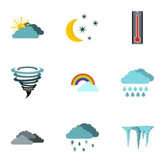 weather forecast icons set. flat illustration of 9 weather forecast vector icons for web