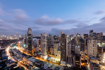 Canvas Print - Makati Skyline at night, Philippines. Makati is a city in the Philippines` Metro Manila region and the country`s financial hub. 