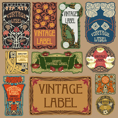 Vector vintage items: label art nouveau