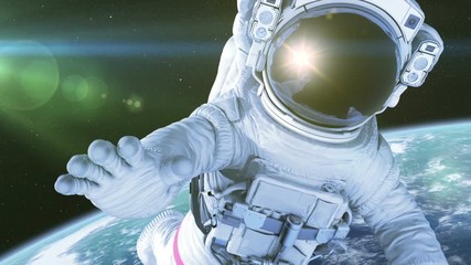Wall Mural - astronaut in space. 3d animation with a green screen, full hd 1080