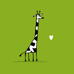 Sticker - Giraffe in love, funny sketch for your design