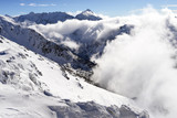 Fototapeta Nowy Jork - winter going over the high mountain and paths from skies and snowboard covered by snow - Tatra landscape, Zakopane, Alps, the peak of the Ama Dablam massif - Everest region, Nepal Himalayas