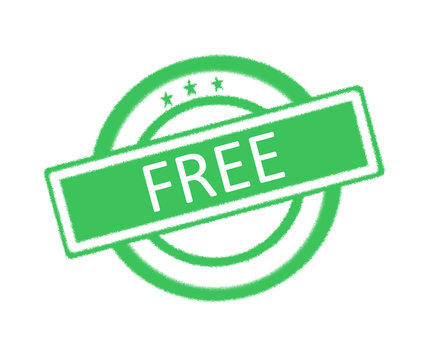 Illustration of free word on green rubber stamp